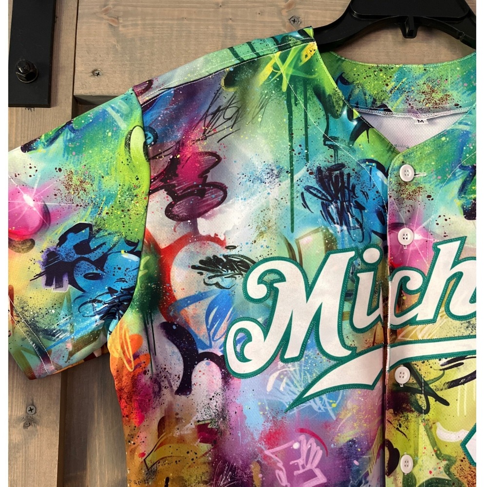 Graffiti Baseball Jersey "Michels‎ 47" Colorful Men's Size Medium - Picture 4 of 7